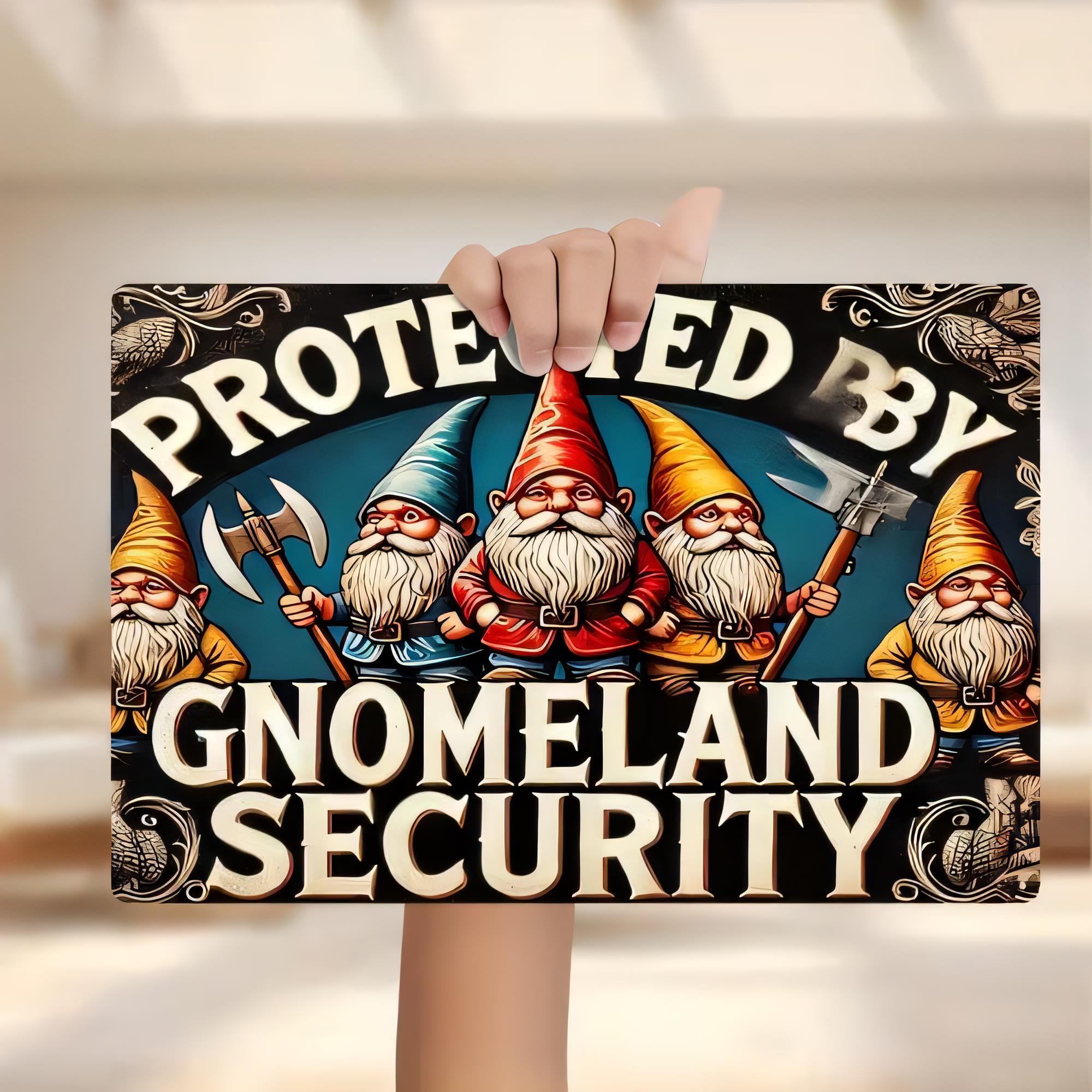 Tin Sign, Protected By Gnome L - Home Security Bars 评论和价格