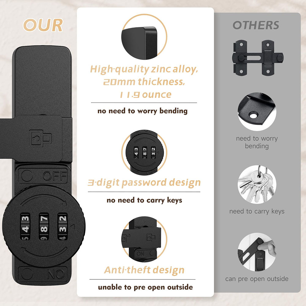 Security Barn Door Lock 3-Digi - Home Security Door Lock 评论和价格