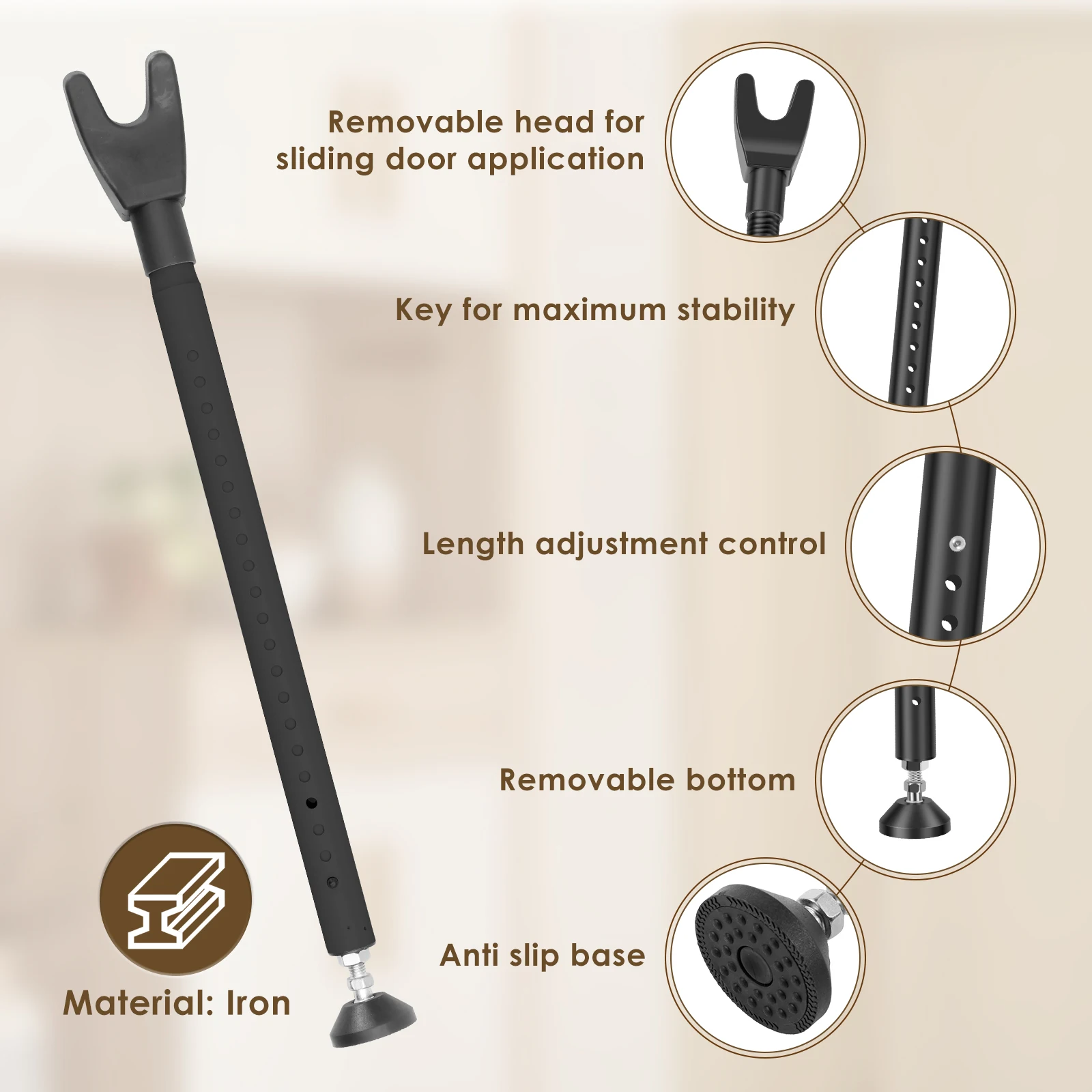 Sliding Door Lock Bar 44-55 In - Home Security Bars 评论和价格