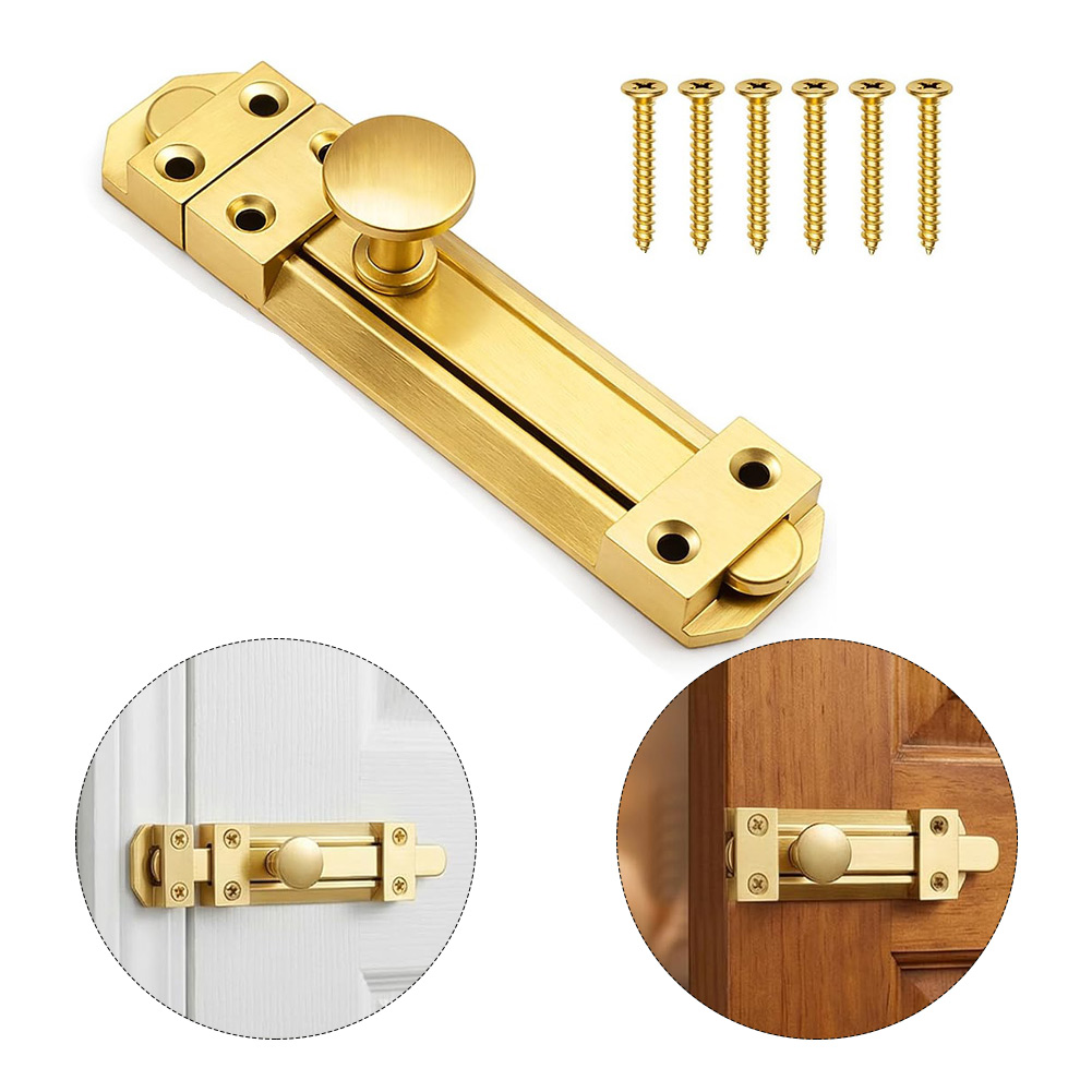 5 Inch Solid Brass Sliding Doo - Home Security Door Lock 评论和价格