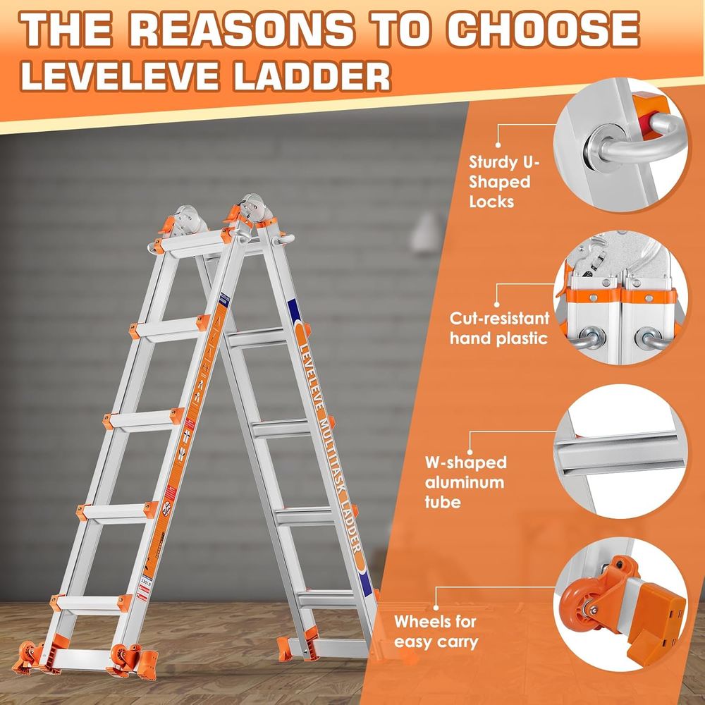 A e 5 Step Ladder, 17T Extensi - Home Security Bars 评论和价格
